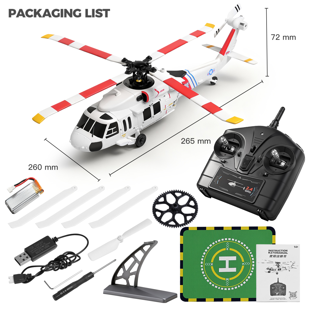 WLtoys K170 K270 UH-60L Brushl - Rc Helicopter Gyro reseña y precio