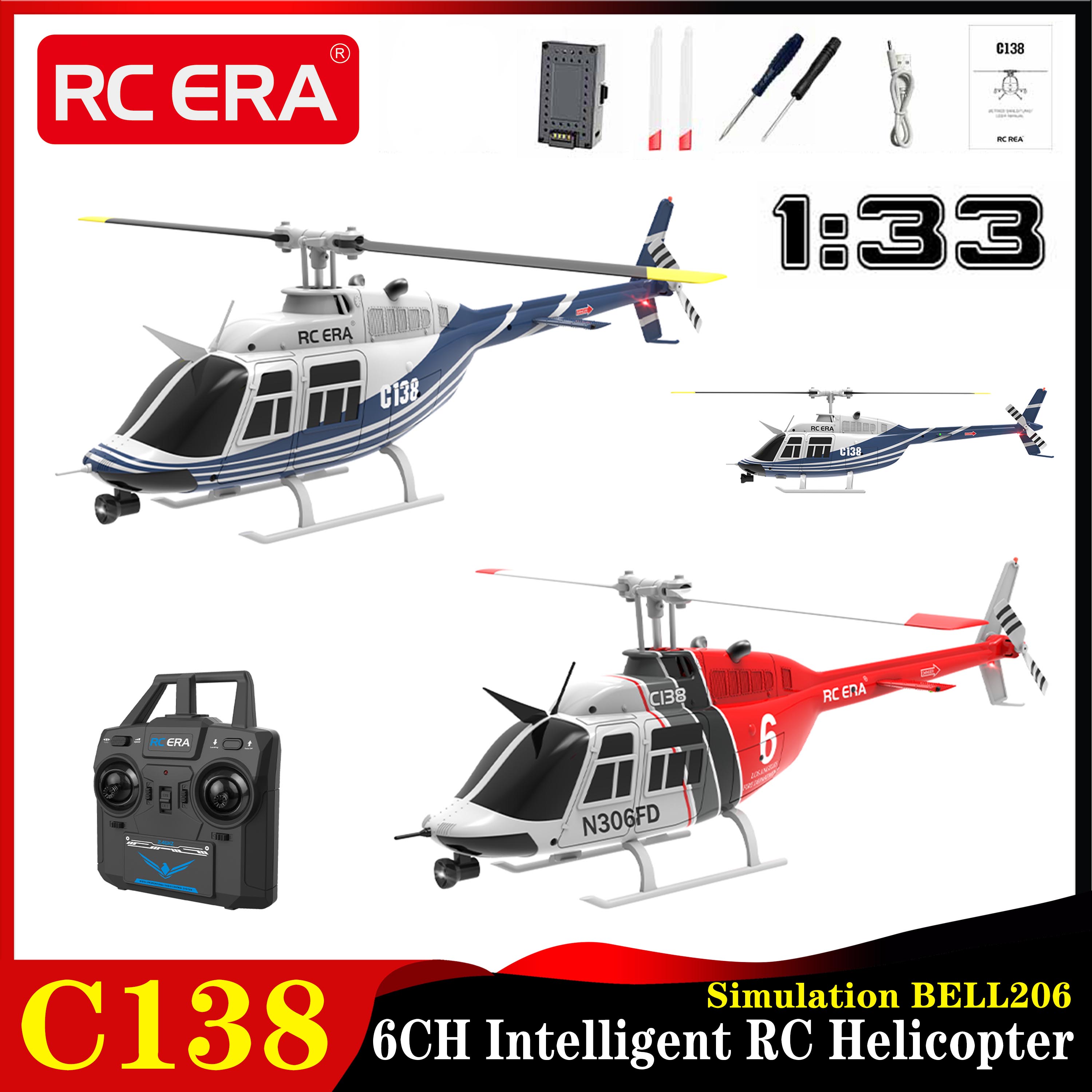 RC ERA C138 1:33 Bell 206 RC H - Rc Helicopter Gyro reseña y precio